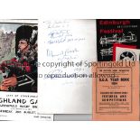 SCOTTISH EPHEMERA Two signed menus by athletes and programmes for the Highland Games 20/8/1960 and