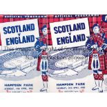 SCOTLAND V ENGLAND Sixteen programmes for matches at Hampden Park 1958-1985. Good