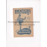 BRENTFORD V LIVERPOOL 1947 Programme for the League match at Brentford 17/5/1947 in Liverpool's