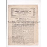 ARSENAL Programme for the home League match v Bolton Wanderers 26/11/1921, which was abandoned after