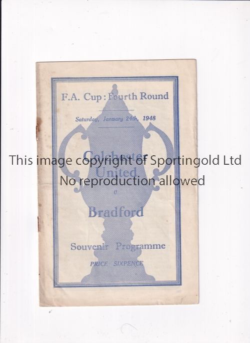 COLCHESTER UNITED V BRADFORD PARK AVENUE 1948 FA CUP Programme for the tie at Pre-League