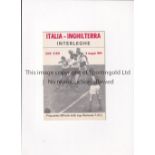 ITALY V ENGLAND 1964 Programme for the Inter-League match in Milan 9/5/1964. Very good