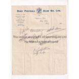 BURY ORIGINAL AUTOGRAPHS Twelve original hand signed players autographs c 1948 on Bury headed note