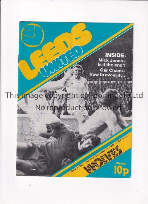 BOB McNAB / WOLVES AUTOGRAPH Programme for the away League match v Leeds United 6/9/1975 signed on