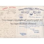 TOTTENHAM HOTSPUR 1931 Two letters regarding the request for transfer of Lester Finch from Barnet to