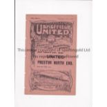 SHEFFIELD UNITED RESERVES V LINCOLN CITY RESERVES 1919 Programme for the Midland League match at