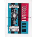 LIVERPOOL Programme for the away European Cup Semi-Final v Inter Milan 12/5/1965 Very good