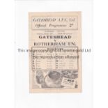 GATESHEAD A.F.C. V ROTHERHAM UNITED 1947 Programme for the League match at Gateshead 25/1/1947, very