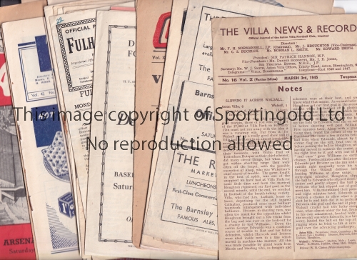 1940'S FOOTBALL PROGRAMMES Twenty five programmes: 1 X 43/4, 1 X 44/5 4 X 45/6, 2 X 46/7, 8 X 47/