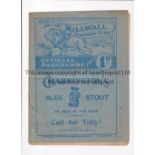 1938 MILLWALL V BRISTOL CITY Programme for the league game at The Den on 5/2/38. Slight fold.