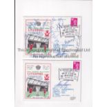 LIVERPOOL AUTOGRAPHS 1972 Two First Day Covers for Liverpool v Eintracht Frankfurt 12/9/1972, one