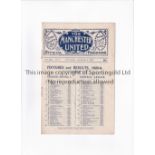 MANCHESTER UNITED Programme for the home League match v Aston Villa 2/9/1925, very slightly creased.
