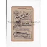 SHEFFIELD UNITED RESERVES V LINCOLN CITY RESERVES 1903 Programme for the Midland League match at