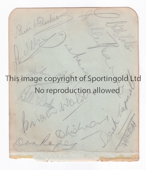 ARSENAL AUTOGRAPHS 1950'S An album page signed by 11 players including Bill Dickson, Len Wills, Jack