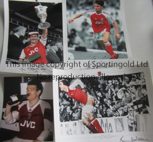 ARSENAL Seven 6" X 4" B/W action Press photos with stamps on the reverse in the 1980's including