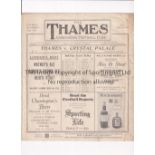 1930 THAMES V CRYSTAL PALACE FIRST SEASON Programme for the league game at Thames on 22/11/30.