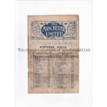 MANCHESTER UNITED Joint issue home programme for the League match opening fixture of the 1922/3