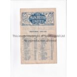 MANCHESTER UNITED Programme for the home League match v Huddersfield Town 11/2/1922, folded, small