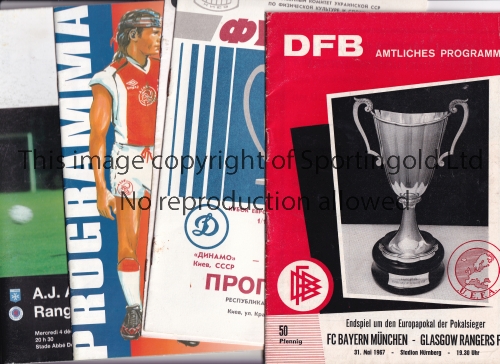 GLASGOW RANGERS Eight away programmes in European Competition including v Bayern Munich 1967 ECWC