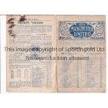 MANCHESTER UNITED Programme for the home League match v Bradford City 10/12/1921, back page missing,