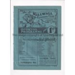 MILLWALL V LINCOLN CITY 1933 Programme for the League match at Millwall 30/12/1933, ex-binder.