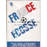 FRANCE V SCOTLAND 1984 VIP programme for the match in Marseille 1/6/1984. Good