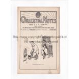 CLAPTON ORIENT V BRISTOL CITY 1912 Programme for the League match at Clapton 16/3/1912. Generally