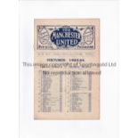 MANCHESTER UNITED Joint issue home programme for the League match v Bristol City 1/9/1923 and