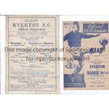 EVERTON V TRANMERE ROVERS Two programmes for matches at Everton 25/12/44 FL War Cup and 17/5/47