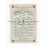 CHELSEA Single sheet programme for the away East Anglian Cup tie v Romford 12/9/1951, slightly