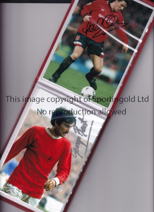 MANCHESTER UNITED AUTOGRAPHS A album containing 20 hand signed 6" X 4" colour photos of players from