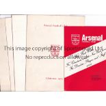 ARSENAL Five official Christmas Cards 1966, 1970, 1971 including pictures of the Double, 1972 signed