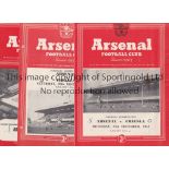 ARSENAL V CHELSEA Three programmes for Reserve Team matches at Highbury 25/12/1953, score on the