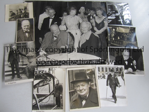 SIR WINSTON CHURCHILL Ten original B/W Press photos with stamps on the reverse and the majority with