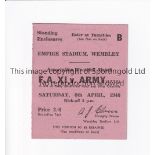 FA XI V ARMY 1946 AT WEMBLEY Ticket for the match on 6/4/1946. Good