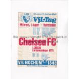 CHELSEA Single sheet advertising flyer for the away Friendly v Vfl Bochum 1/8/1973, folded, slightly