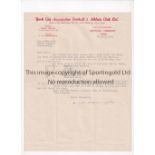 YORK CITY / G.W. SHERRINGTON AUTOGRAPH Original York City letterhead 5/11/1945 signed by the