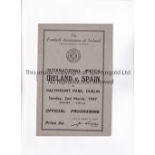 REPUBLIC OF IRELAND V SPAIN 1947 Programme for the match in Dublin 2/3/1947. Good