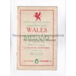 WALES V NORTHERN IRELAND 1937 Programme for the match at Wrexham 17/3/1937, slightly creased.