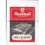 ARSENAL Programme for the home London FA Challenge Cup Final v West Ham 6/12/1954, very slightly