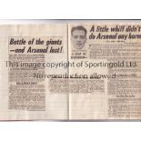 ARSENAL TOUR OF BRAZIL 1949 An exercise book with newspaper reports and pictures laid on the