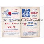 ENGLAND Two home programmes for War-time Internationals at Wembley v Scotland 4/10/1941 and Wales