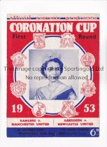 MANCHESTER UNITED / 1953 CORONATION CUP Joint issue programme for Rangers v Manchester United and