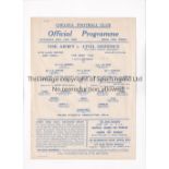 SERVICES FOOTBALL AT CHELSEA FC 1942 Single sheet programme for The Army v Civil Defence 16/5/