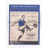 IPSWICH TOWN V HEARTS 1938 Programme for the Friendly at Ipswich 5/3/1938, repairs throughout. Fair