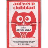 ASTON VILLA Programme for the away UEFA Cup tie v Antwerp 17/9/1975. Good