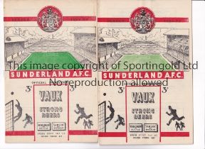 ARSENAL Two programmes for away League matches v Sunderland 12/9/1953 and 19/3/1955, staple rusted