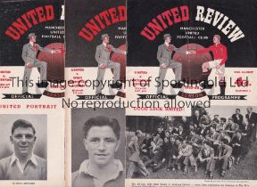 MANCHESTER UNITED 1955/6 Complete set of 22 home programmes for the Championship season, numbers 1-