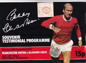 BOBBY CHARLTON Programme and ticket for the his Testimonial, Manchester United at home v Celtic 18/