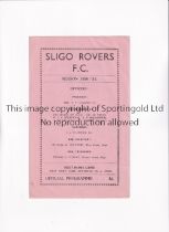 SLIGO ROVERS V WATERFORD 1950 Programme for the Shield Competition match 8/10/1950. Generally good